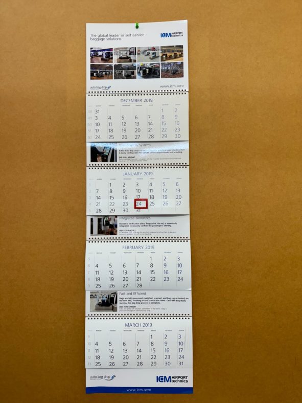 Three Month to View Calendar printing